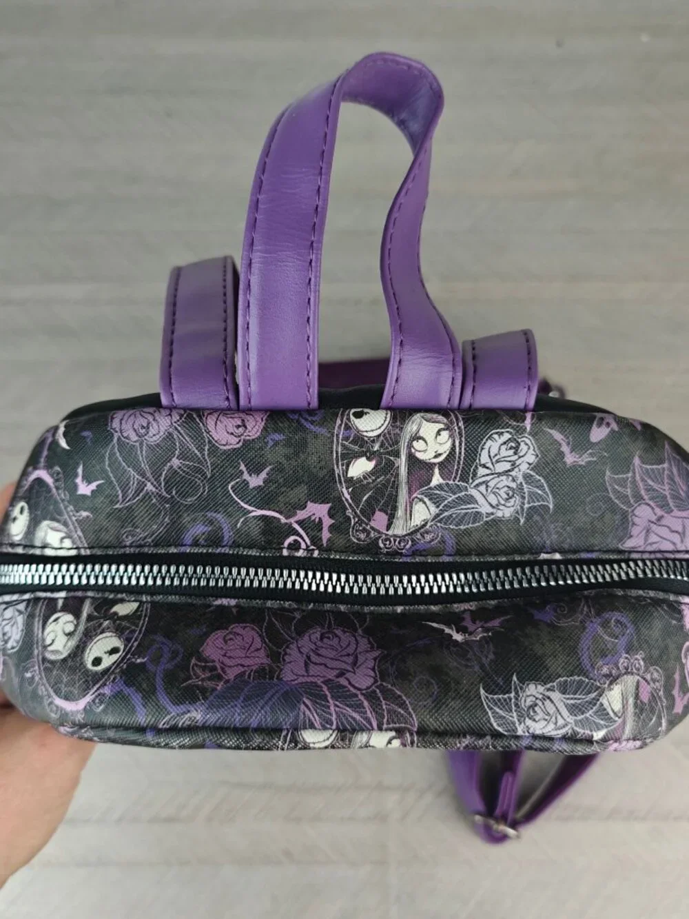 Nightmare Before Christmas Mini Backpack Faux Leather Gothic Black Purple